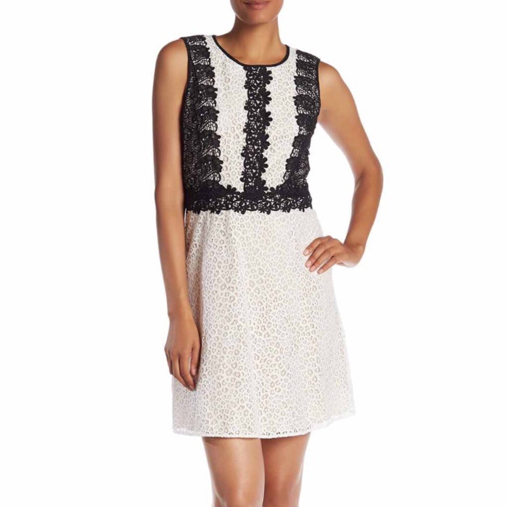 New CeCe by Cynthia Steffe Colorblock Lace Dress 6